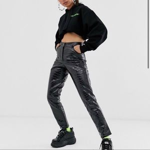 COLLUSION BY ASOS CROC EMBOSSED PANTS (size 8)